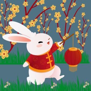 Conejo celebrando el año